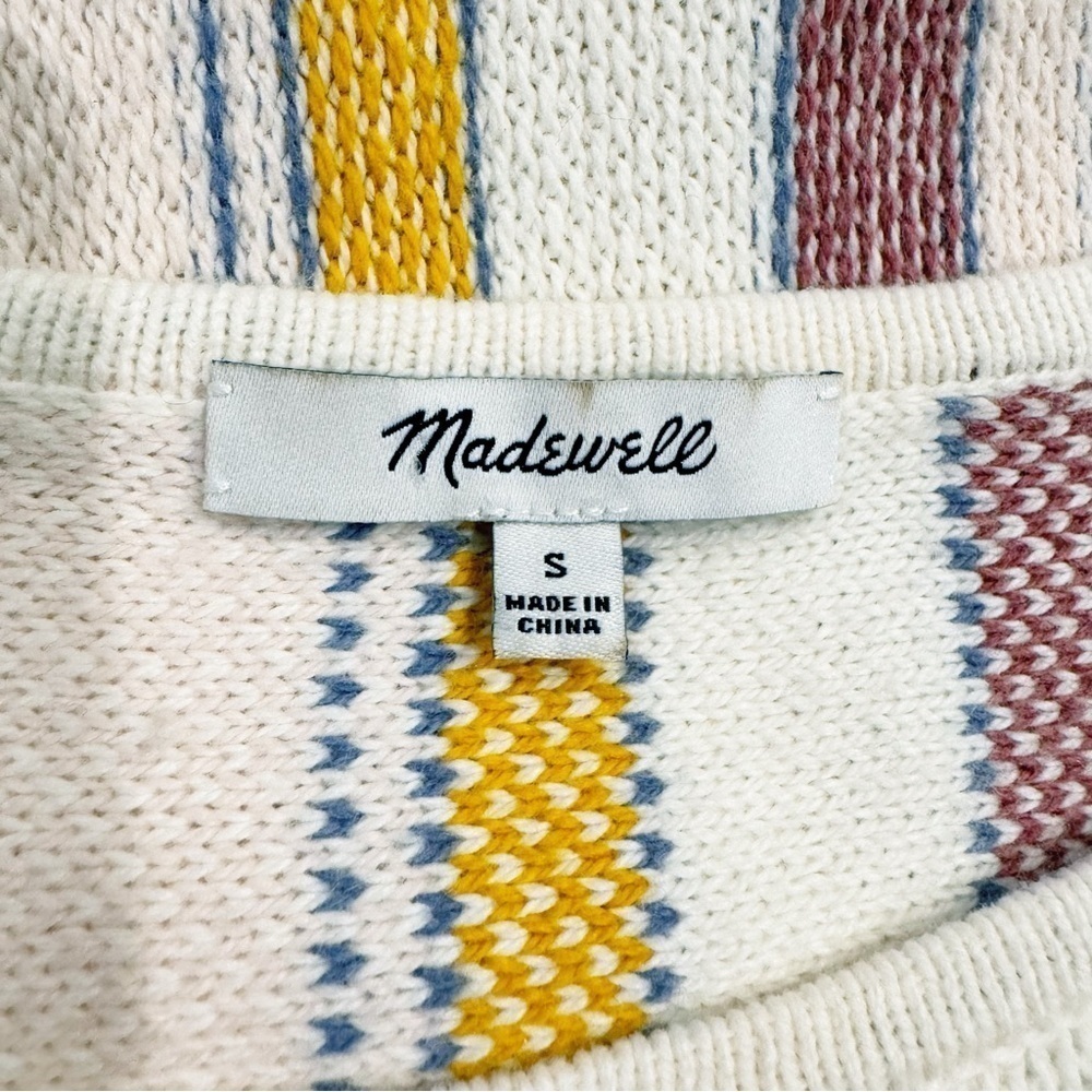 Madewell | Blakley Stripe Sweater Tee Cotton Fringe Size Small - Picture 7 of 8